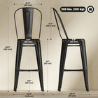 HOMCOM Bar Stools with Removable Back and Metal Frame - Black - 4 Pack-Handle hole in the middle for easy carrying and a footrest bar
