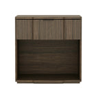 Manhattan Comfort Clive 22" Mid-Century Modern 1-Drawer Nightstand - Walnut and Black-Clean-lined nightstand crafted from manufactured wood with metal accents for a refined, modern bedroom look