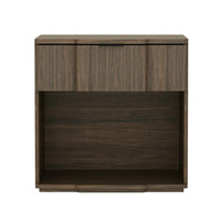 Manhattan Comfort Clive 22" Mid-Century Modern 1-Drawer Nightstand - Walnut and Black-Clean-lined nightstand crafted from manufactured wood with metal accents for a refined, modern bedroom look
