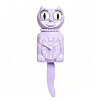 Kit-Cat Klock Vintage Lady Cat Wall Clock with Pearls - Pastel Lilac -Iconic character wall clock features the signature rolling eyes and wagging pendulum tail