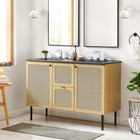 Modway Chaucer 48" Double Sink Bathroom Vanity - Oak/Black-Metal Cabinet Knobs
