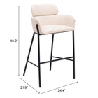 Zuo Bremor Barstool - Beige-3 year limited warranty