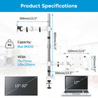 SHOPPINGALL Extra Tall Dual Monitor And Laptop Mount Stand with 31.5 inch Pole for Laptop up to 17" Monitors up to 32" - SA-LH07L-White-[ADAPTABLE ARTICULATING ARMS] Engineered with flexible arms that allow for a range of adjustments: monitor tilt from +90° to -85°, swivel ±90°, and 360° rotation. Facilitates both landscape and portrait orientations with a height adjustment of up to 80cm / 31.5” along the central pole and an arm length of 39.4cm / 15.5”.