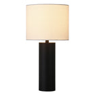 Hudson&Canal York 16" Tall Table Lamp with Fabric Shade - Blackened Bronze/White-Paired with a white fabric drum shade