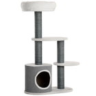 PawHut 39" Multi-Level Cat Tree Tower with Scratching Posts and Condo - White-Solid particle board construction built to withstand long term use 