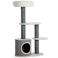 PawHut 39" Multi-Level Cat Tree Tower with Scratching Posts and Condo - White-Solid particle board construction built to withstand long term use 