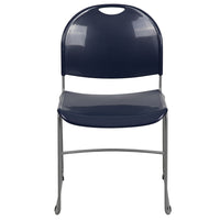 Flash Furniture HERCULES Series Navy Ultra-Compact Stack Chair with Silver Powder Coated Frame-Set of 5 Multipurpose Stack Chairs