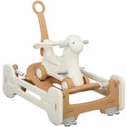 Qaba 5-in-1 Toddler Rocking Horse with Balance Board - Brown-5-in-1 design transforms into various playtime options 