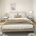 HOMCOM Floating Nightstand with Drawer and Shelf - White - Set of 2-Constructed from MDF with a melamine faced