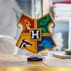 LEGO Harry Potter Hogwarts House Crest-Display the crest on the stand with a banner emblazoned with the Hogwarts motto