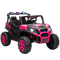 Qaba 24V 7AH Big Battery Powered Kids Ride Car with 2 Seater - Pink-Dual motors provide powerful 24V performance for exciting rides 