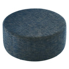 Modway Callum Large 38" Round Woven Heathered Fabric Upholstered Ottoman - Heathered Weave/Azure-Arrives Fully Assembled