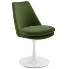 Modway Lippa Swivel Dining Performance Velvet Side Chair - White Moss Green-Stain-Resistant Performance Velvet Upholstery