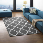 Modway Marja Moroccan Trellis Area Rug - 5 ft W x 8 ft L - Charcoal/Ivory-Tight Low Pile Weave