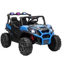 Qaba 24V 7AH Big Battery Powered Kids Ride Car with 2 Seater - Blue-Dual motors provide powerful 24V performance for exciting rides 
