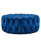 Modway Amour Tufted Button Large Round Performance Velvet Ottoman - Navy-Ottoman Weight Capacity: 330 lbs