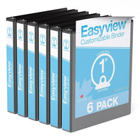 Davis Group Easyview Premium Binder - Round Ring - Customizable - 1" - Black - 6 Pack-3 Ring Binder