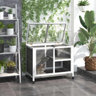 PawHut 36" W Rabbit Hutch with Wheels and Ramp - Grey-Suits for rabbit, bunny, guinea pig or other small animals 