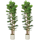 HOMCOM 6' Faux Fiddle Leaf Fig Tree - Green - 2 Pack-Features PEVA real-touch leaves and solid wood trunks for ultra-realistic look 