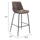 Zuo Byron Barstool - Brown-3 year limited warranty