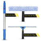 Gritt Commercial - Ensemble professionnel de nettoyage de vitres - Raclette de 18 po - Lave-vitres de 18 po - Perche de 20 po-Les outils se fixent facilement au manche télescopique inclus de 6 pi