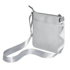 Nicci Ladies Crossbody Bag with Front Zipper Pocket - Light Grey-Back slit pocket with magnetic snap closure