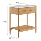 Modway Zaire 30" Bathroom Vanity - Natural/White-Compact Drawer