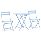 Outsunny 3-Piece Garden Bistro Coffee Set - Blue-3 pieces bistro coffee tbale set, including 2 chairs and 1 square coffee table 