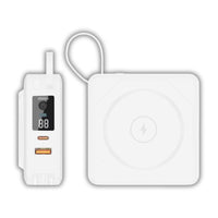 Uncaged Ergonomics 7-in-1 10,000 mAh Magnetic Wireless Charging Portable Power Bank - White-7 in 1 Charging Hub: USB-A USB-C and Lightning Cables, 15W magnetic wireless charging, plus integrated AC prong.