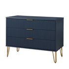 Manhattan Comfort DUMBO Modern 2-Drawer Nightstand and 3-Drawer Dresser Set - Midnight Blue-Perfect for Bedroom Storage, Lamps or Display Items.