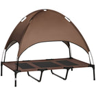 PawHut Elevated Cooling Pet Bed with Canopy for XL Dogs - Coffee-Elevated off the ground for comfort and to allow airflow on all sides 
