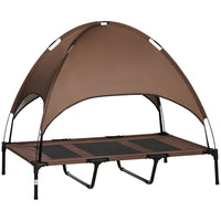 PawHut Elevated Cooling Pet Bed with Canopy for XL Dogs - Coffee-Elevated off the ground for comfort and to allow airflow on all sides 