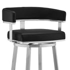 Armen Living Lorin 30" Bar Height Swivel Bar Stool in Black Faux Leather & Brushed Stainless Steel-5
