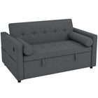 HOMCOM Pull Out Sleeper Sofa Bed with USB Ports - Dark Grey-Converts from sofa to guest bed in seconds, suitable for small spaces, easy pull-out design with wheels