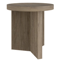 Hudson&Canal Holm 22"W Round Side Table - Antiqued Grey Oak-A contemporary Scandinavian design for your living room, den, and more