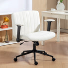 HOMCOM Criss Cross Wide Office Chair with Arms and Wheels - Cream White-Flip-up armrests provide extra legroom and easily tuck under your desk