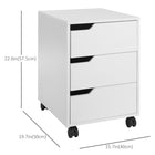 HOMCOM 3-Drawer Filing Cabinet with Wheels, Mobile - White-Made from quality MDF board for long term reliable use
