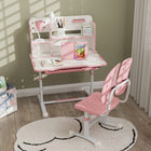 Qaba Kids Study Table & Chair, Adjustable Kids Desk & Chair Set - Pink-Adjust the chair and table's height to accommodate growing children 
