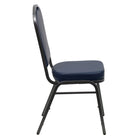 Flash Furniture HERCULES Series Crown Back Stacking Banquet Chair in Navy Vinyl - Silver Vein Frame-Stacks up to 15 Chairs High