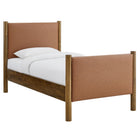 Modway Maven Twin Size Vegan Leather Upholstered Platform Bed - Tan Walnut-Assembly Required