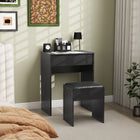 HOMCOM Makeup Vanity Desk with Flip Top Mirror and Cushioned Stool - 23.7" L x 15.8" W x 31.1" H - Black-Includes a comfortable cushioned stool 