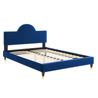 Modway Aurora Performance Velvet Full Bed - Navy-Full Bed