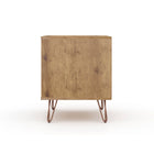 Manhattan Comfort Rockefeller 20.08" Mid-Century Modern 2-Drawer Nightstand 2-Piece Set - Nature/Textured Grey-30 Day Limited Manufacturer's Warranty