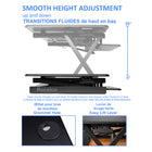 Rocelco DADRDM2 Deluxe Adjustable Sit & Stand Desk Riser, Dual Monitor Mount, Black-5 adjustable heights from 6.5" to 16.3"