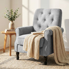 HOMCOM Mid-Century Modern Accent Chair with Thick Padded Seat for Bedroom - Grey-Seat Size: 18.9" W x 20.1" D x 18.5" H (48 x 51 x 47 cm) 
