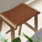 Modway Saoirse Leather Wood Bar Stool - Walnut Brown - Set of 2-Assembly Required