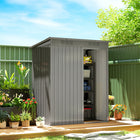 Outsunny Outdoor Storage Shed with Vents - 5.2' x 3.5' - Light Grey-Sliding door on the garden shed offers quick, hassle-free access

