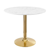 Modway Verne 35" Artificial Marble Dining Table - Gold White-Modern Dining Table