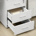 HOMCOM 57.1" Computer Desk with Drawers - White-PE footpads are anti-slip and prevent scratch 