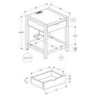 Monarch Specialties 3201 24" Contemporary Side Accent Table 2-Tier - Storage Drawer - Grey Laminate - Black Metal-Durably designed, this accent table is easy to assemble and features an easy to clean top, ensuring it stands the test of time